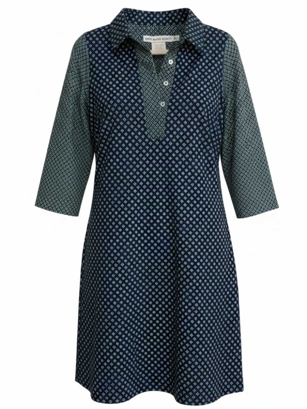 Gretchen Scott Geometric 3/4 Sleeve Collared Dress Sz M